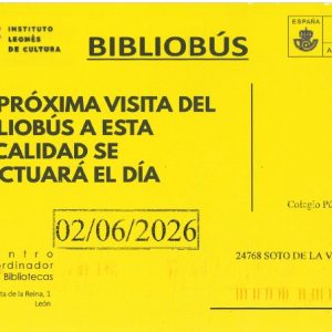 PRÓXIMA VISITA BIBLIOBÚS EN SOTO DE LA VEGA EL 02/06/2026
